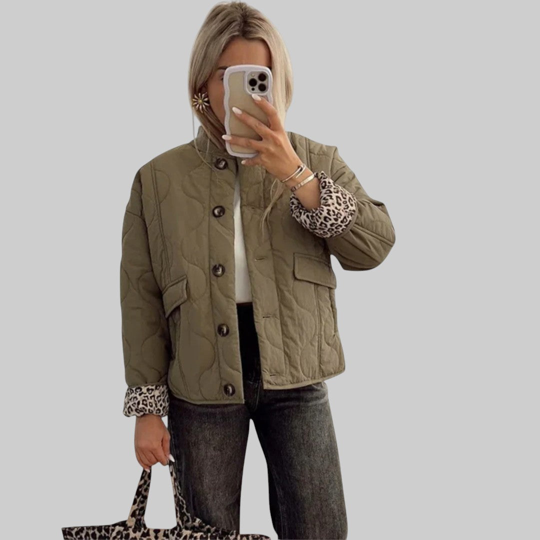LEA | ELEGANTNÁ BUNDA S LEOPARDÍM PODŠITÍM
